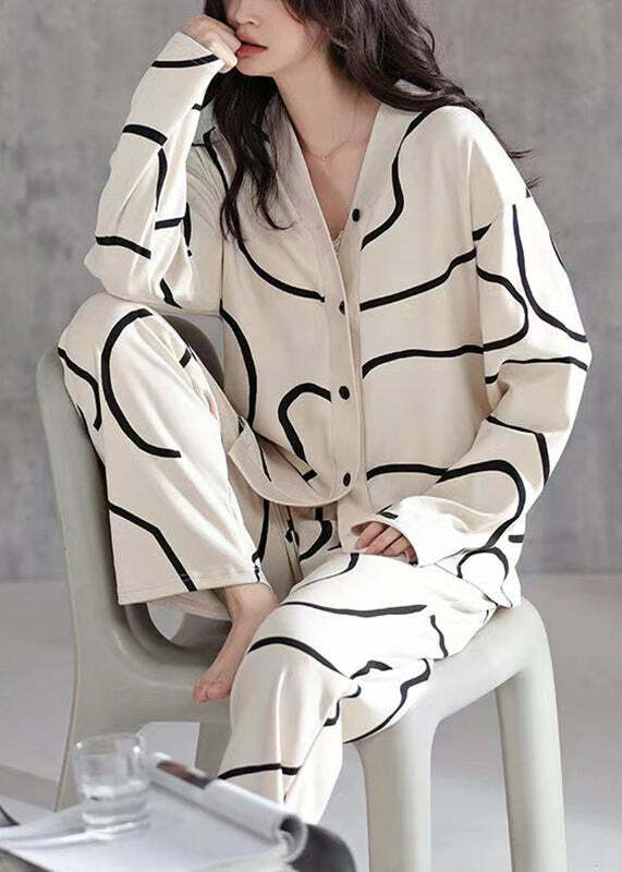 Y2K White Striped Patchwork Cotton Two-Piece Set - 90s Grunge Summer Outfit