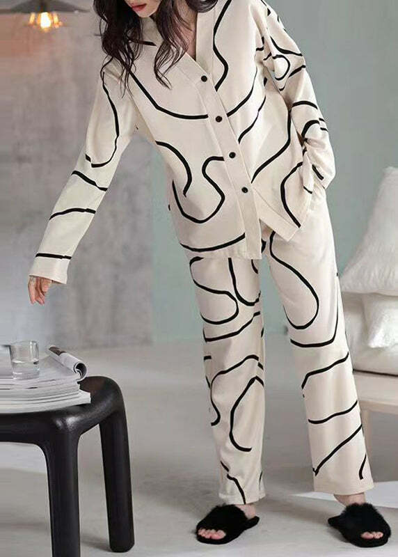 Y2K White Striped Patchwork Cotton Two-Piece Set - 90s Grunge Summer Outfit