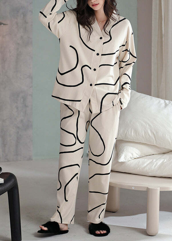 Y2K White Striped Patchwork Cotton Two-Piece Set - 90s Grunge Summer Outfit