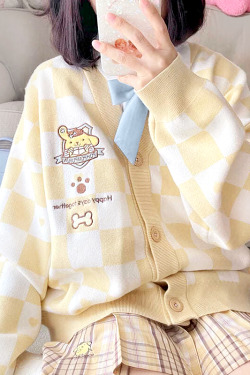 Y2K Yellow Checker Cardigan Sweater - Retro 90s Grunge, Pastel Goth, Summer Y2K Outfits