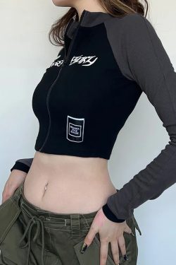 Y2K Zip Crop Top - 90s Grunge, Retro Summer, Pastel Goth, Y2K Party & Club Outfits