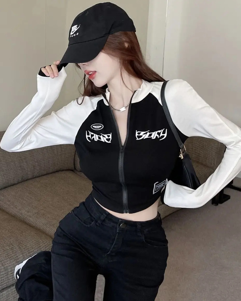 Y2K Zip Crop Top - 90s Grunge, Retro Summer, Pastel Goth, Y2K Party & Club Outfits