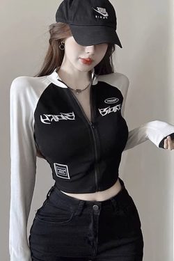 Y2K Zip Crop Top - 90s Grunge, Retro Summer, Pastel Goth, Y2K Party & Club Outfits