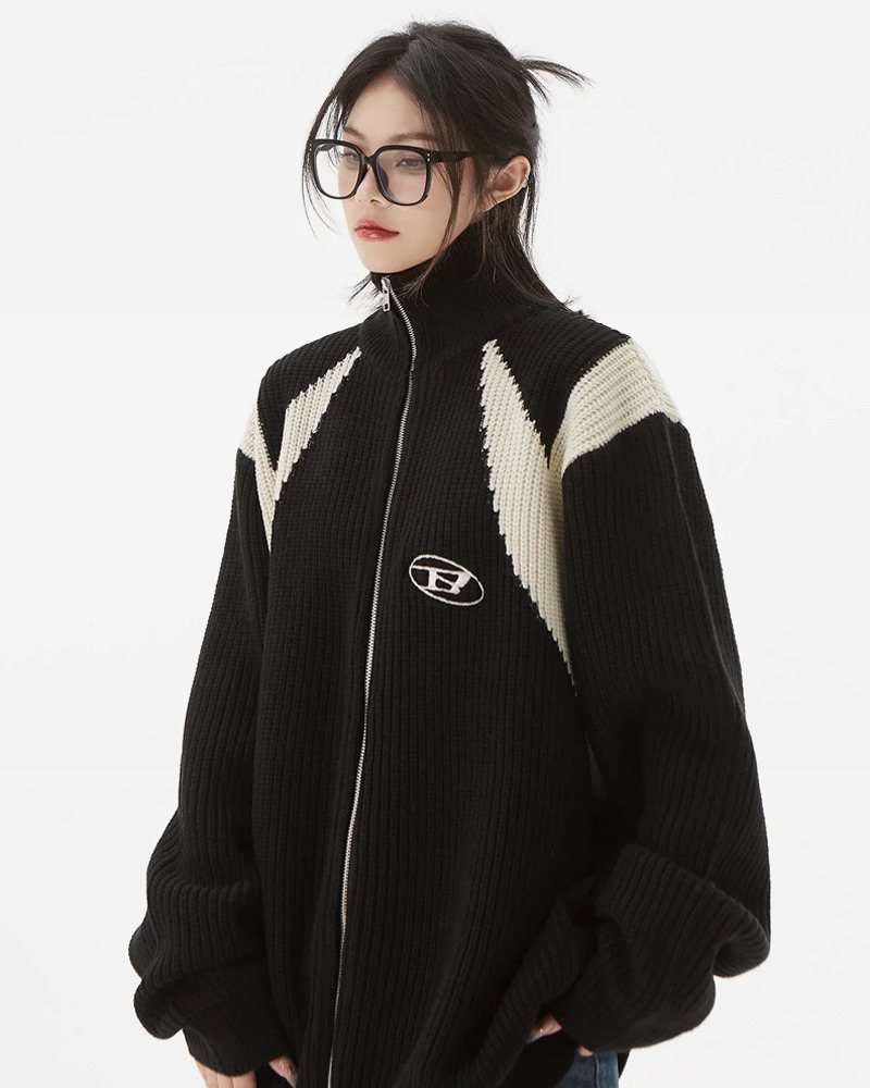 Y2K Zip Through Knit - Retro 90s Grunge Summer Outfit, Y2K Club & Party Fashion, Baby Tees & Skirts