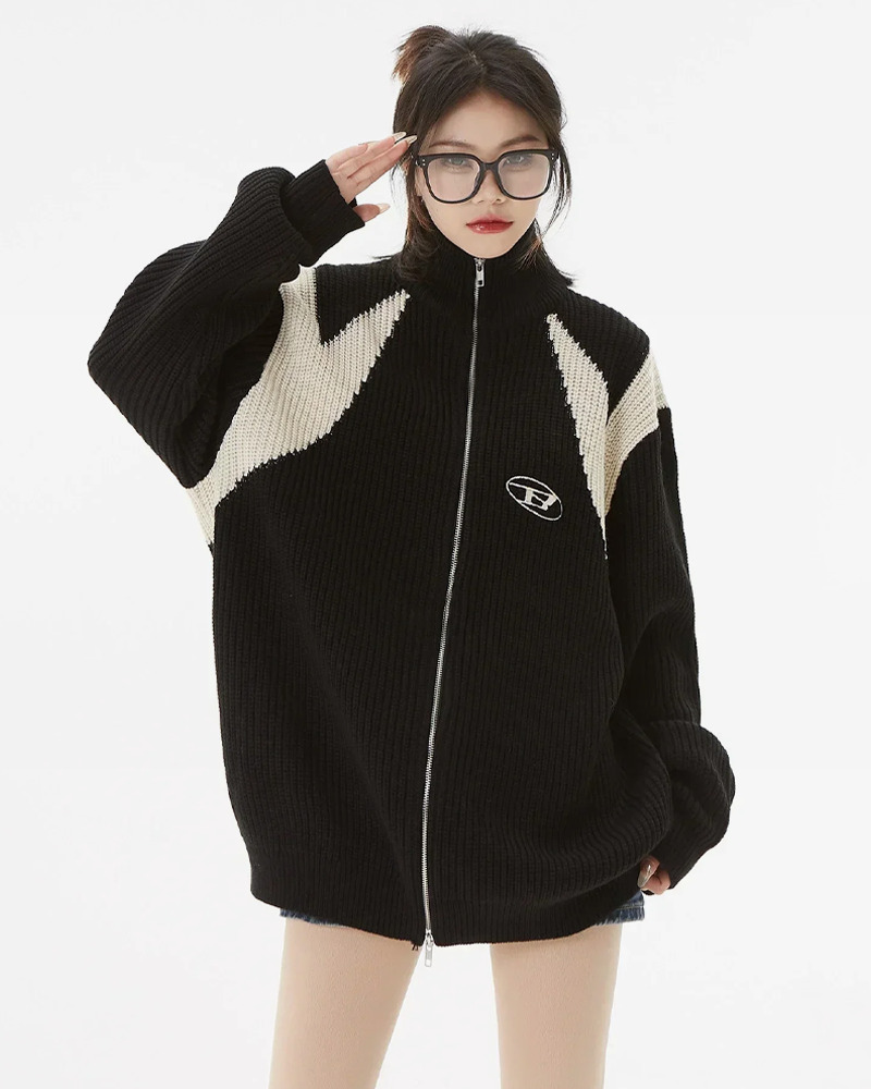 Y2K Zip Through Knit - Retro 90s Grunge Summer Outfit, Y2K Club & Party Fashion, Baby Tees & Skirts