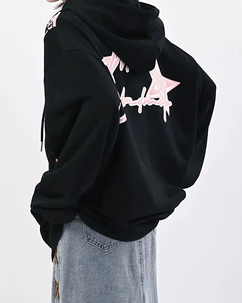 Y2K Zip Up Hoodie - Retro 90s Grunge, Summer Y2K Outfits, Pastel Goth, Y2K Club &