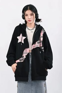 Y2K Zip Up Hoodie - Retro 90s Grunge, Summer Y2K Outfits, Pastel Goth, Y2K Club &