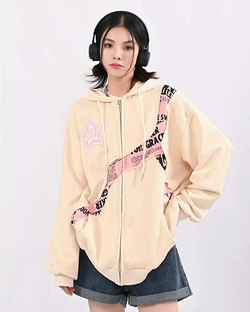 Y2K Zip Up Hoodie - Retro 90s Grunge, Summer Y2K Outfits, Pastel Goth, Y2K Club &