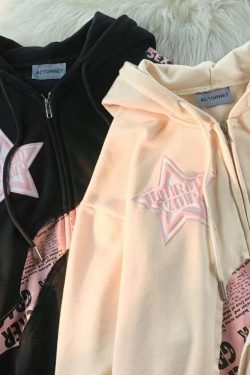 Y2K Zip Up Hoodie - Retro 90s Grunge, Summer Y2K Outfits, Pastel Goth, Y2K Club &