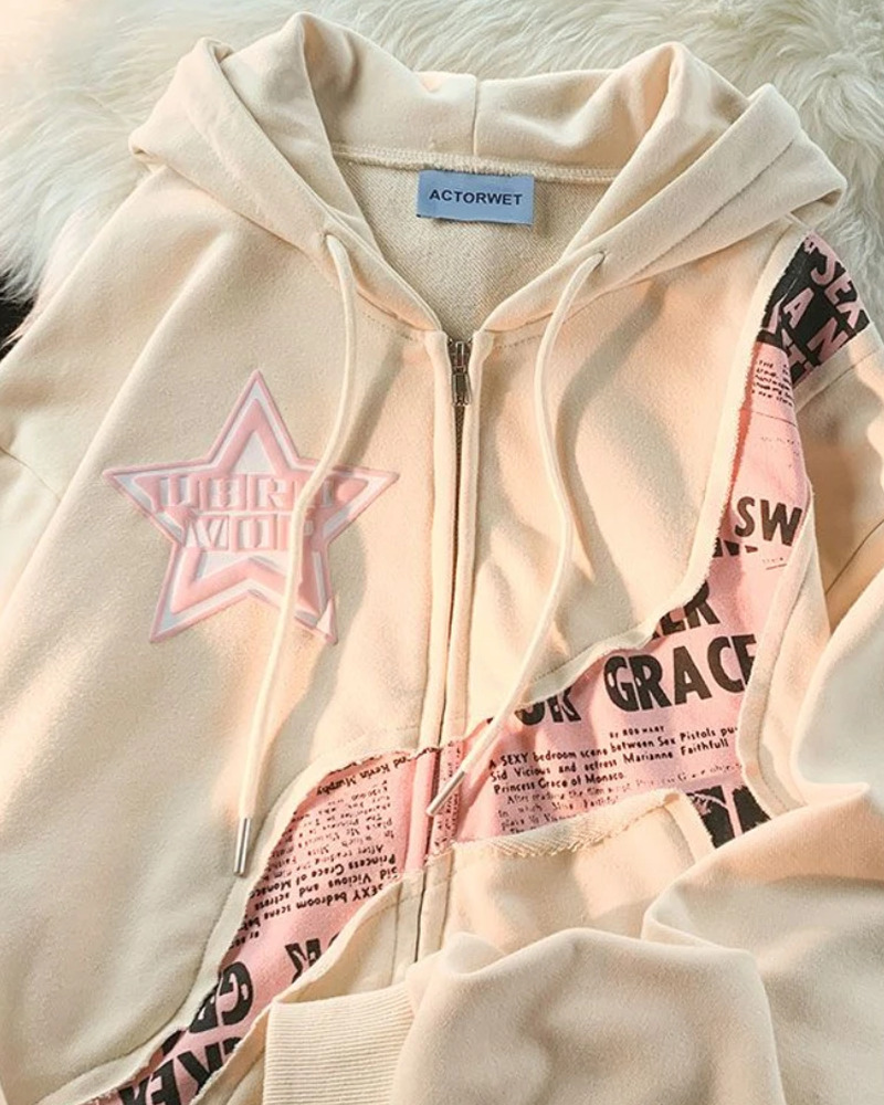 Y2K Zip Up Hoodie - Retro 90s Grunge, Summer Y2K Outfits, Pastel Goth, Y2K Club &