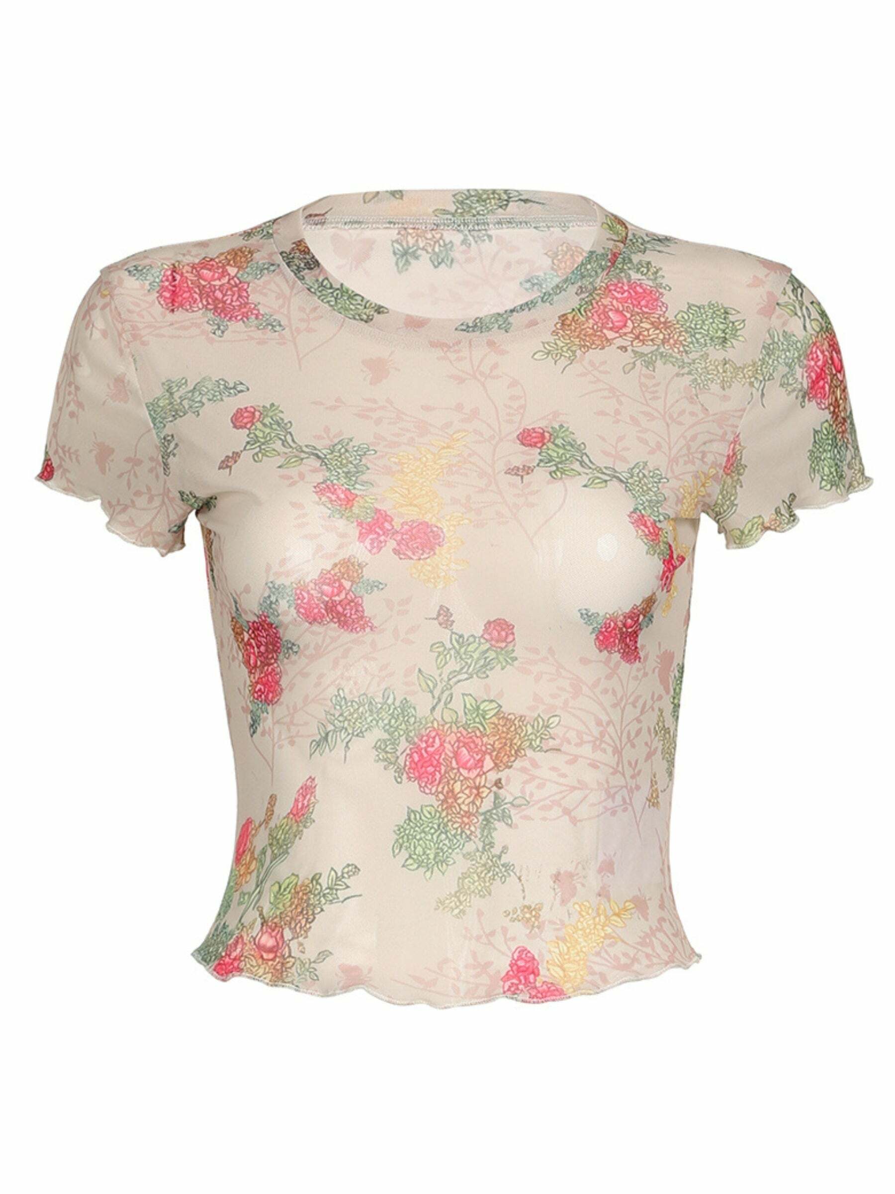 Yamila Floral T-Shirt Top - Y2K Summer, 90s Fashion, Grunge, Retro, Baby Tees, Y2K