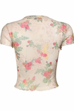 Yamila Floral T-Shirt Top - Y2K Summer, 90s Fashion, Grunge, Retro, Baby Tees, Y2K