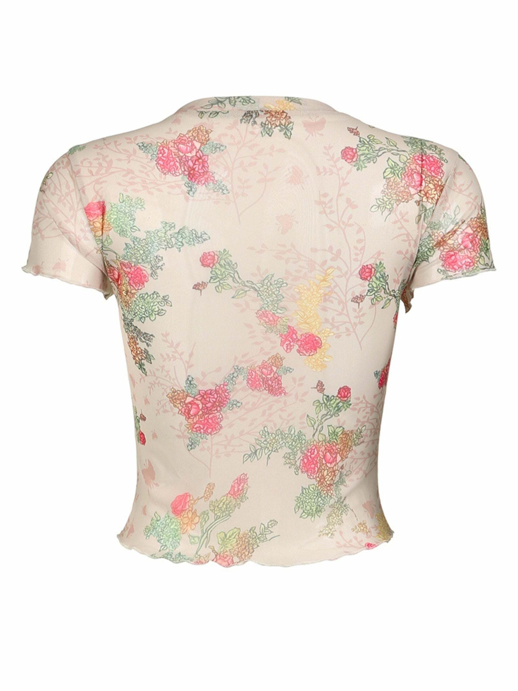 Yamila Floral T-Shirt Top - Y2K Summer, 90s Fashion, Grunge, Retro, Baby Tees, Y2K