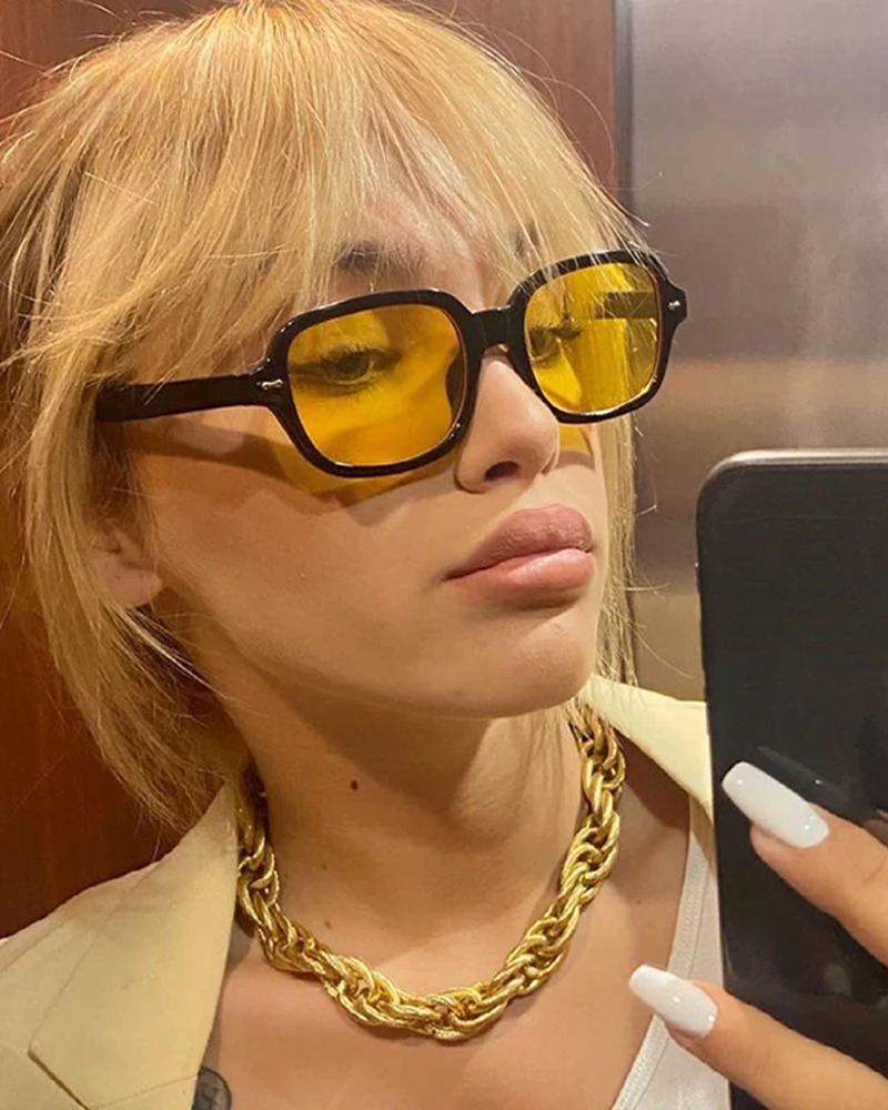 Yellow Tinted Sunglasses - Y2K Summer, 90s Grunge, Retro Style, Y2K Party & Club Outfits