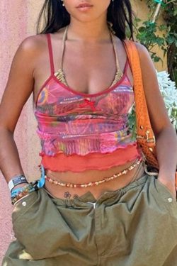 Yeva Mesh Crop Top - Y2K Summer Grunge, 90s Retro, Pastel Goth, Y2K Party & Club Outfits