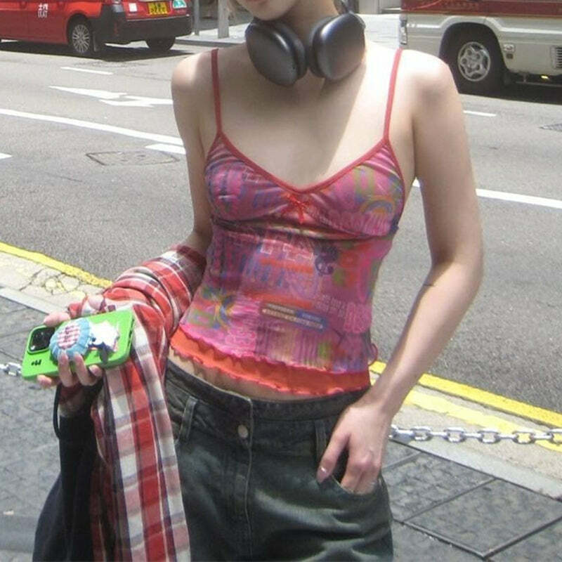 Yeva Mesh Crop Top - Y2K Summer Grunge, 90s Retro, Pastel Goth, Y2K Party & Club Outfits