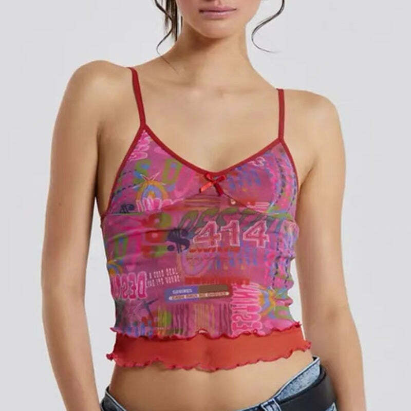 Yeva Mesh Crop Top - Y2K Summer Grunge, 90s Retro, Pastel Goth, Y2K Party & Club Outfits
