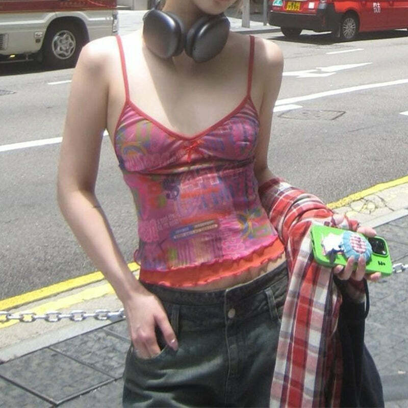 Yeva Mesh Crop Top - Y2K Summer Grunge, 90s Retro, Pastel Goth, Y2K Party & Club Outfits
