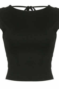 Yilia Backless Top - Y2K Summer Grunge, 90s Retro, Pastel Goth, Y2K Party & Club Outfits