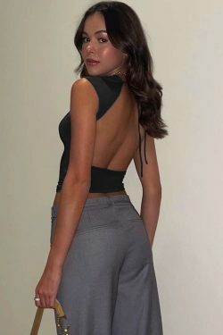 Yilia Backless Top - Y2K Summer Grunge, 90s Retro, Pastel Goth, Y2K Party & Club Outfits