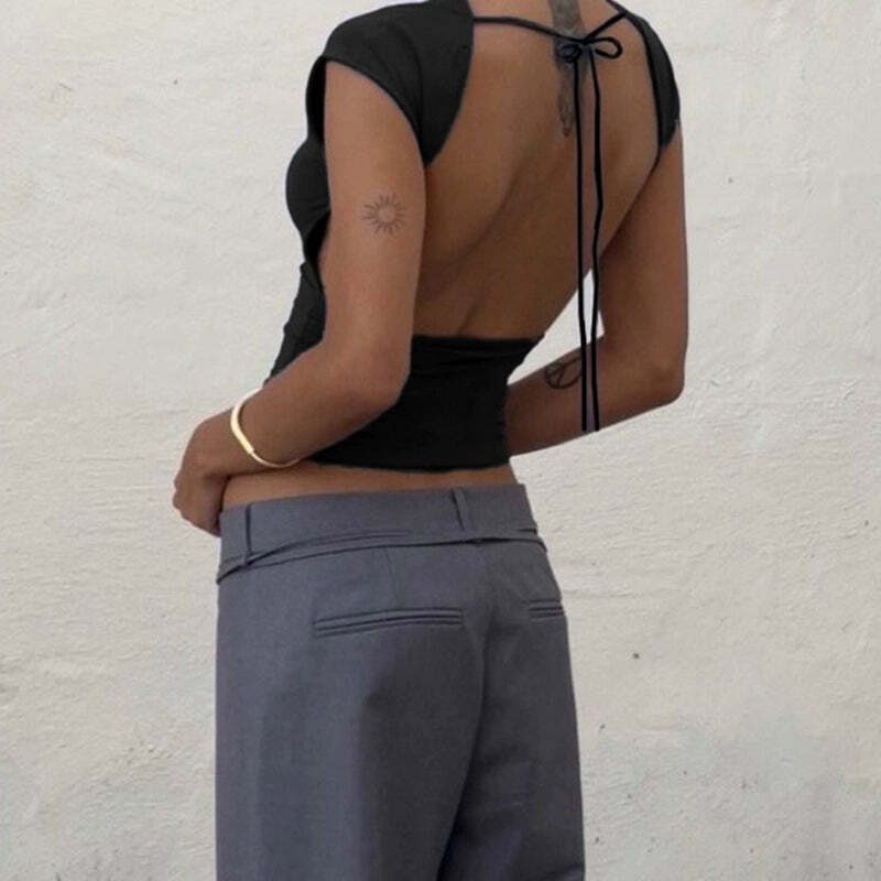Yilia Backless Top - Y2K Summer Grunge, 90s Retro, Pastel Goth, Y2K Party & Club Outfits
