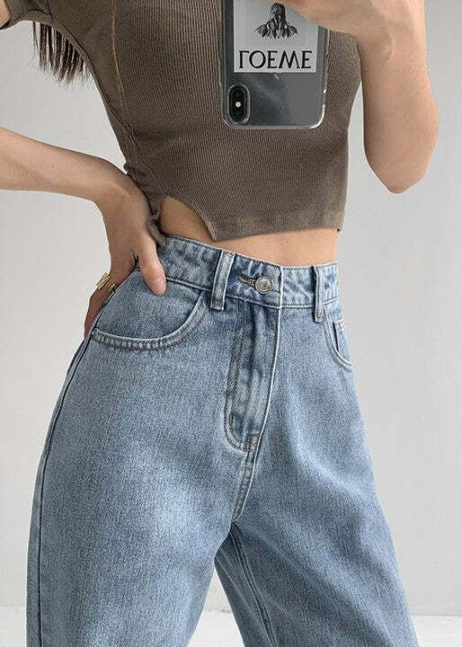 Your Heart In My Pocket Y2K Wide-Leg Jeans - 90s Grunge, Retro, and Summer Y2K Fashion