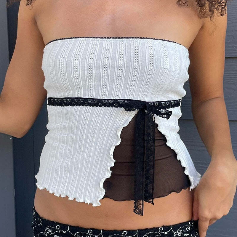 Ysabel Strapless Top - Y2K Summer, 90s Grunge, Retro Goth, Y2K Party & Club Outfits
