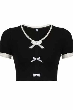 Yumi Short Sleeve Crop Top - Y2K Summer, 90s Grunge, Retro Style, Y2K Party & Club Outfits
