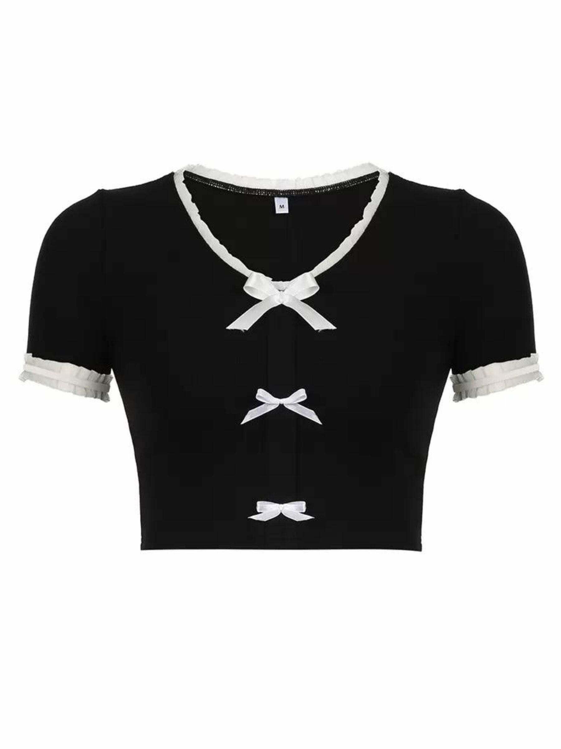 Yumi Short Sleeve Crop Top - Y2K Summer, 90s Grunge, Retro Style, Y2K Party & Club Outfits