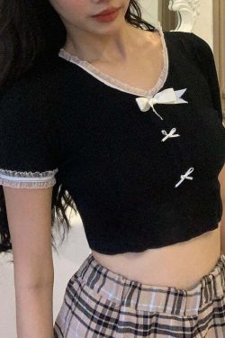 Yumi Short Sleeve Crop Top - Y2K Summer, 90s Grunge, Retro Style, Y2K Party & Club Outfits