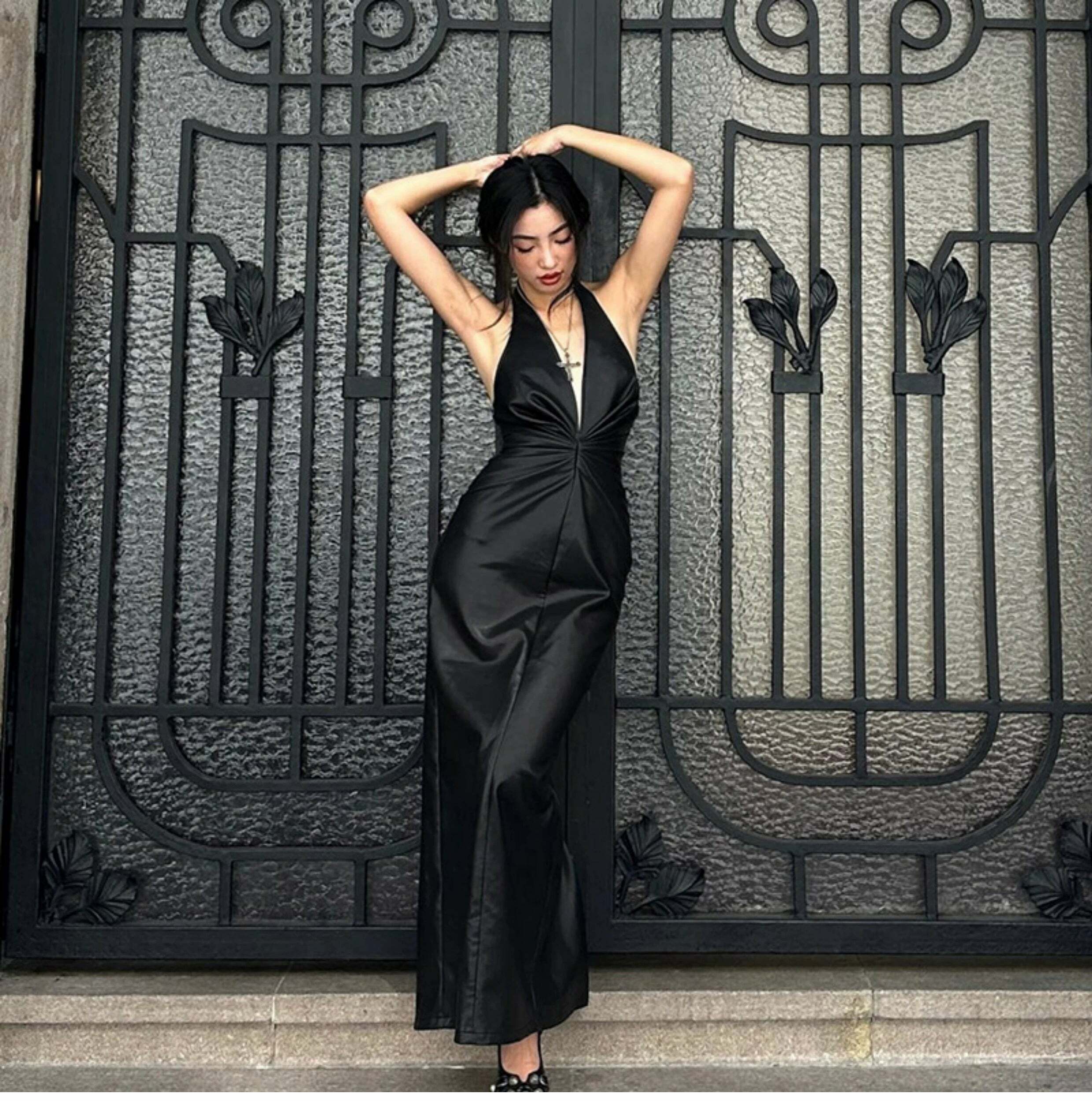 Zainab Faux Leather Maxi Dress - Y2K Summer, 90s Grunge, Retro Style, Y2K Party Outfit