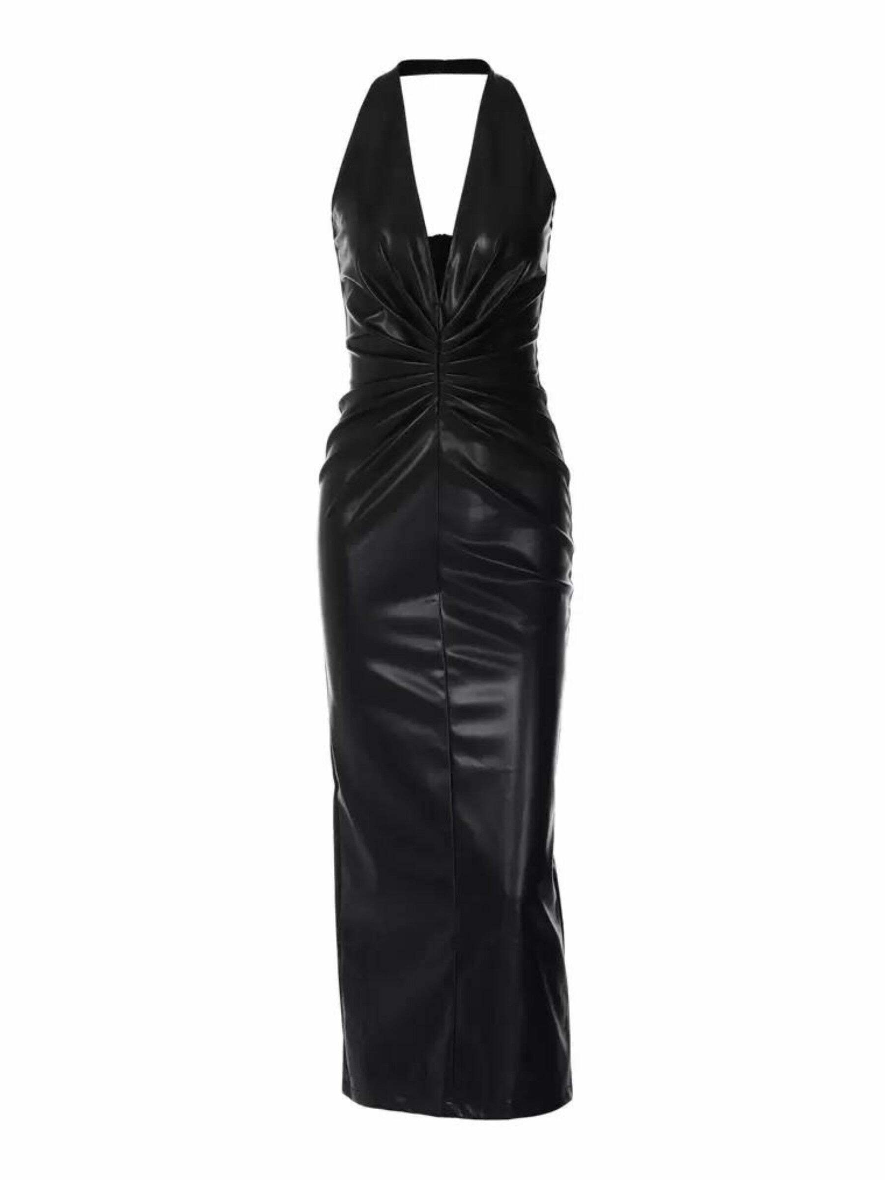 Zainab Faux Leather Maxi Dress - Y2K Summer, 90s Grunge, Retro Style, Y2K Party Outfit