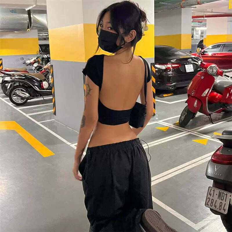 Zehra Backless Top - Y2K Summer Grunge, 90s Fashion, Retro Style, Y2K Party & Club Outfits
