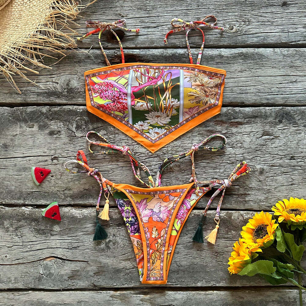 Zia Bohem Bikini Set - Y2K Summer Grunge 90s Fashion, Retro Goth, Pastel Goth, Y2K Party Outfit