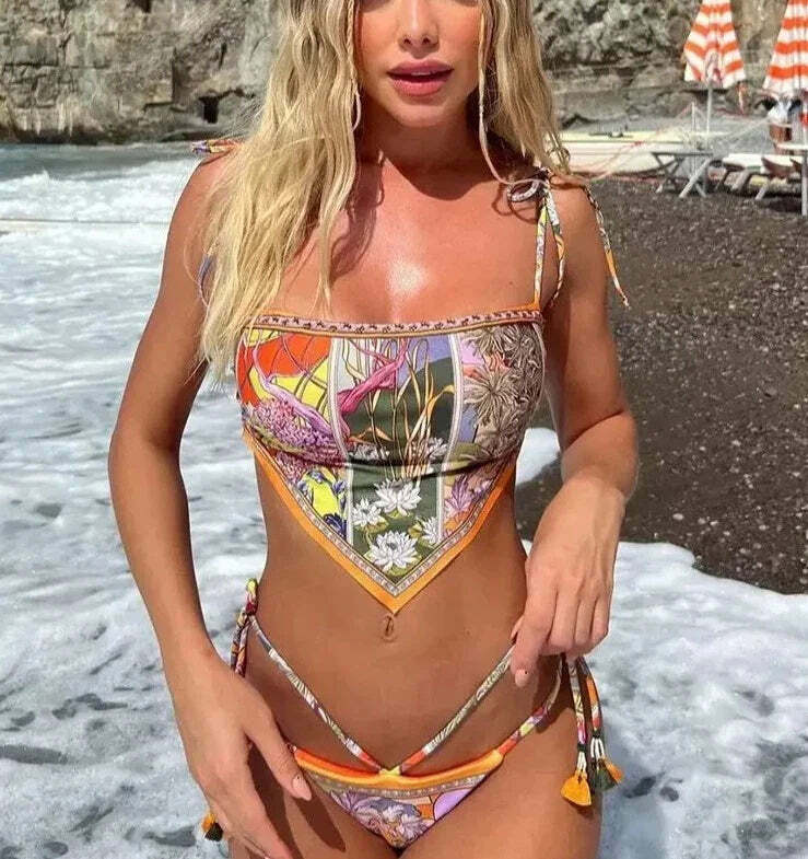 Zia Bohem Bikini Set - Y2K Summer Grunge 90s Fashion, Retro Goth, Pastel Goth, Y2K Party Outfit