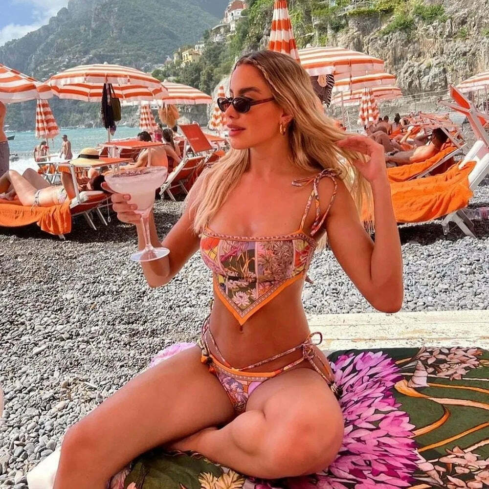 Zia Bohem Bikini Set - Y2K Summer Grunge 90s Fashion, Retro Goth, Pastel Goth, Y2K Party Outfit