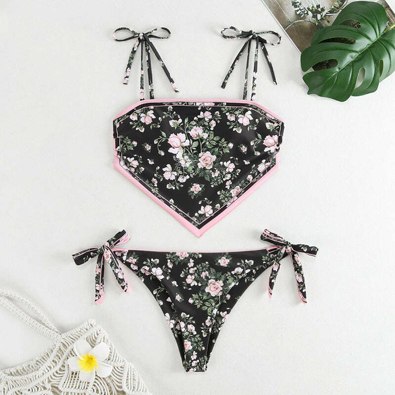 Zia Bohem Bikini Set - Y2K Summer Grunge 90s Fashion, Retro Goth, Pastel Goth, Y2K Party Outfit