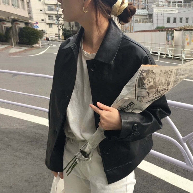 Zyla Leather Jacket - Y2K Summer & 90s Grunge Fashion, Retro Style, Y2K Party & Club Outfits
