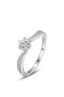 1-Carat Genuine S925 Silver Diamond Engagement Ring for Women, Simple Exquisite Light Luxury Design