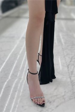 2023 Summer Women's Black Open-Toe Stiletto Heels with Strap, Elegant Sexy Sandals for Parties and Events