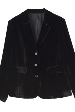 2024 Autumn Low-Key Silk Velvet Blazer - Modern Suit Jacket for Commuter Style, Simple & Versatile Fashion