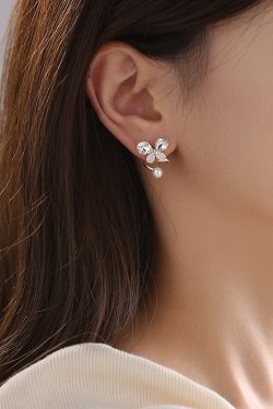 2024 Crystal Zircon Butterfly Earrings for Women, Pearl Studs, Elegant S925 Silver Needle, High-End Fashion Accessories