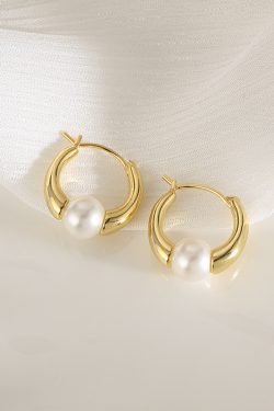 2024 Fashion Pearl Hoop Earrings for Women, Simple Versatile Ear Clips, French High-End Quality, Elegant Style