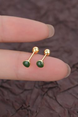 2024 Forest Style Avocado Stud Earrings for Women - Green Screw-On Ear Cuffs, Unique Design with One Screw Detail