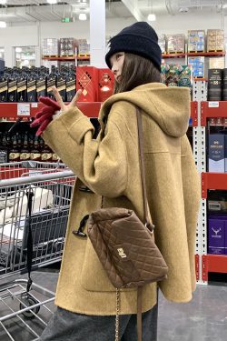 2024 Women's College Style Double-Breasted Cashmere Coat - Loose Woolen Design for a Chic Winter Look