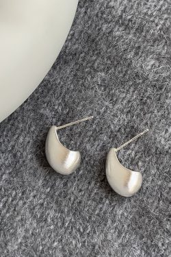 2025 Fashionable Metal Brushed Water Droplet Stud Earrings for Women - Trendy Short Earrings