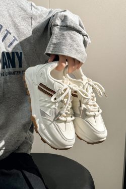 2025 Spring Couple Sports Casual Shoes - Soft Sole Breathable White Thick-Soled Dad Sneakers for Women