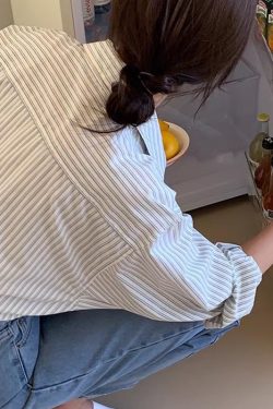 2025 Spring Striped Loose Long Sleeve Shirt for Women, High-End Layering Top, Chic Casual Jacket Style