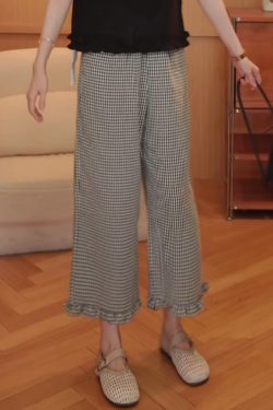 2025 Summer Casual Straight Plaid Trousers for Women - Trendy Everyday Style, Lightweight & Comfortable