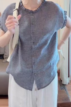 2025 Summer Korean Style Ruffle Edge Shirt for Petite Women - Casual Versatile Artistic Top, Trendy Fashion